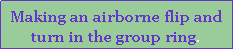 Text Box: Making an airborne flip and turn in the group ring.
