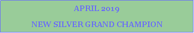 Text Box: APRIL 2019NEW SILVER GRAND CHAMPION